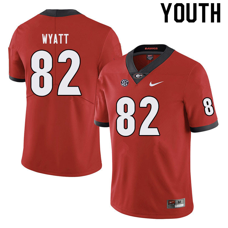 Youth #82 Kolby Wyatt Georgia Bulldogs College Football Jerseys Sale-Black